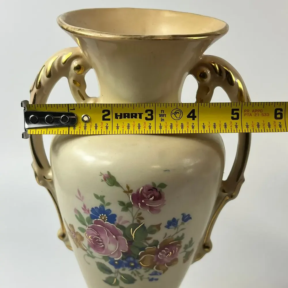 2 Tyndale Porcelain Vases Fine China Double Handle Hand Painted Floral Vintage